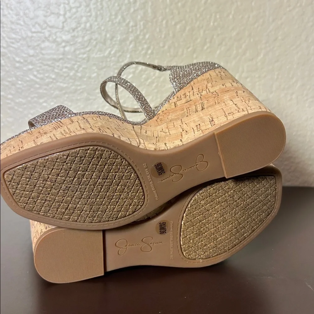 NEW Jessica Simpson Wedge Sandals – Glitter – Size 5.5 – New